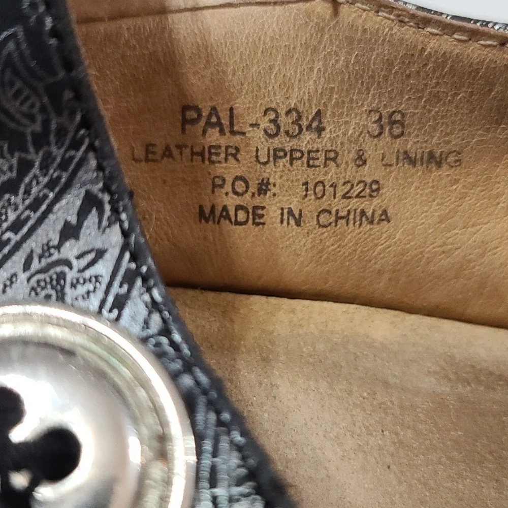 Alegria Womens Mary Janes Shoes Black Silver Floral Paisley   Sz 36/5.5 GUC READ - Picture 4 of 12